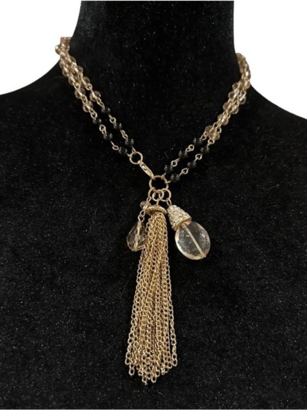 Beaded Tassel Necklace 36 Inch Length Rhinestone Accent Women 2 Styles Womens